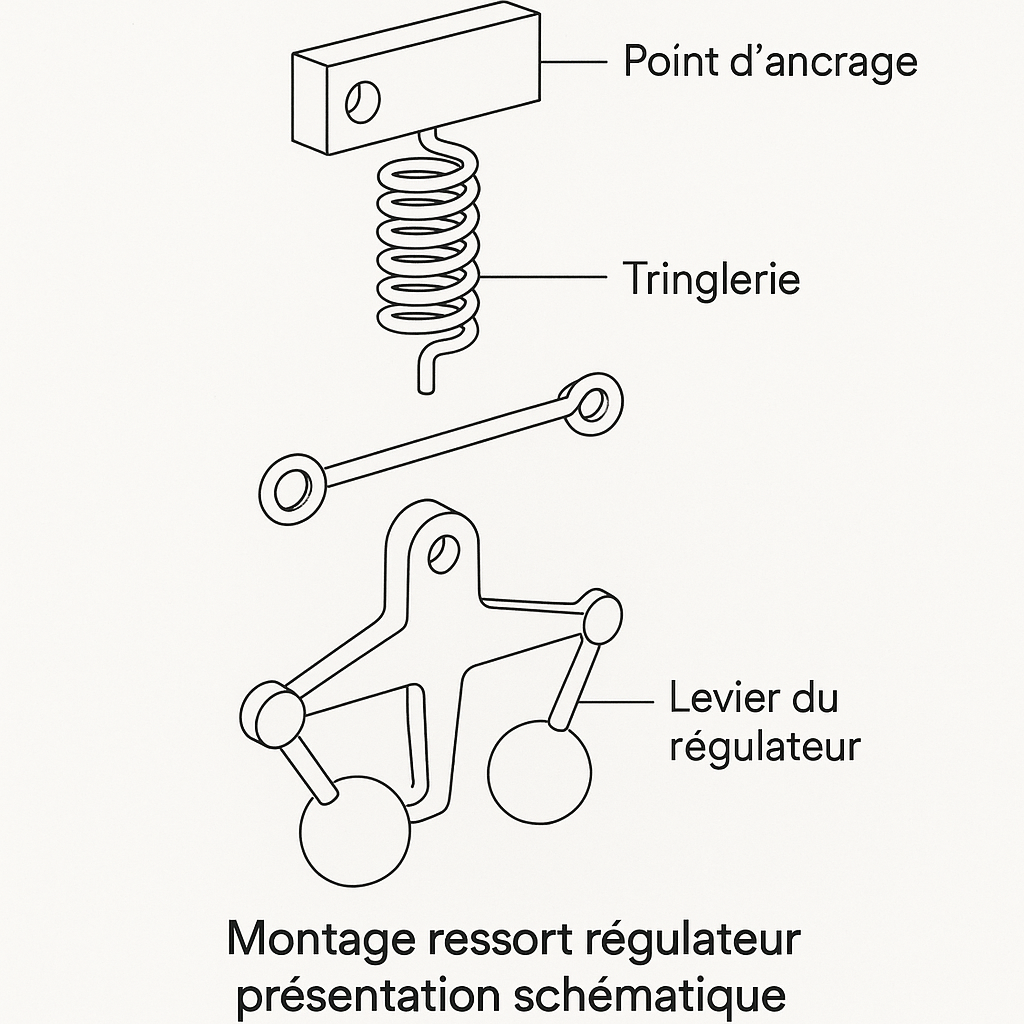 découvrez la vue éclatée détaillée des séries de montage du ressort régulateur pour moteur briggs & stratton 5hp, idéale pour l'entretien et la réparation efficaces de votre équipement.